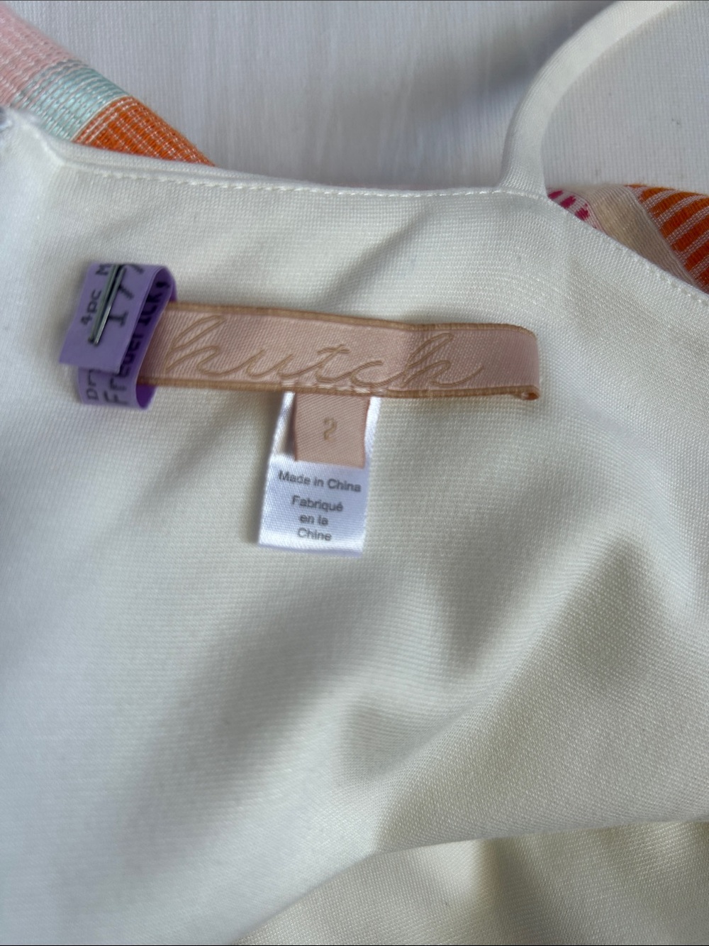 Hutch White Halter Mini Dress with Orange, Pink & Mint Striped Skirt - Picture 7 of 13